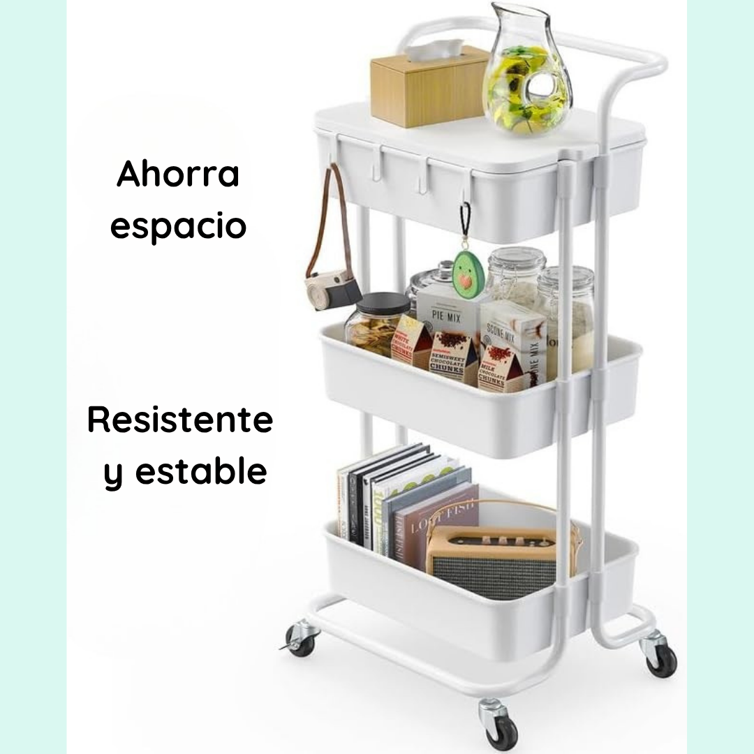 Carrito organizador acero de carbono | 3 Niveles