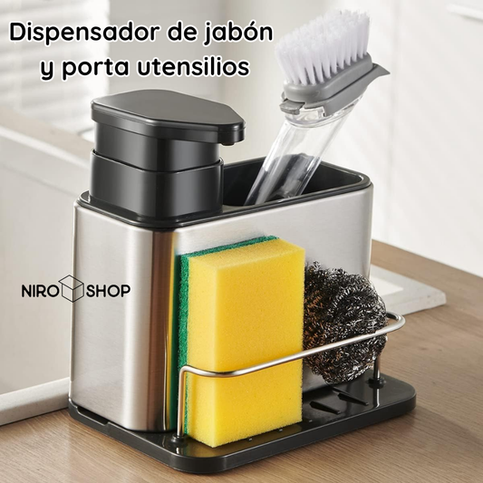 Dispensador de jabón + portautensilios