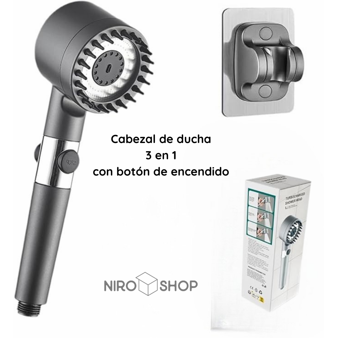 Cabezal de ducha 3 en 1 + Botón encendido