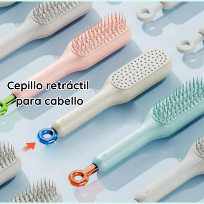 Cepillo retráctil con cerdas masajeadoras