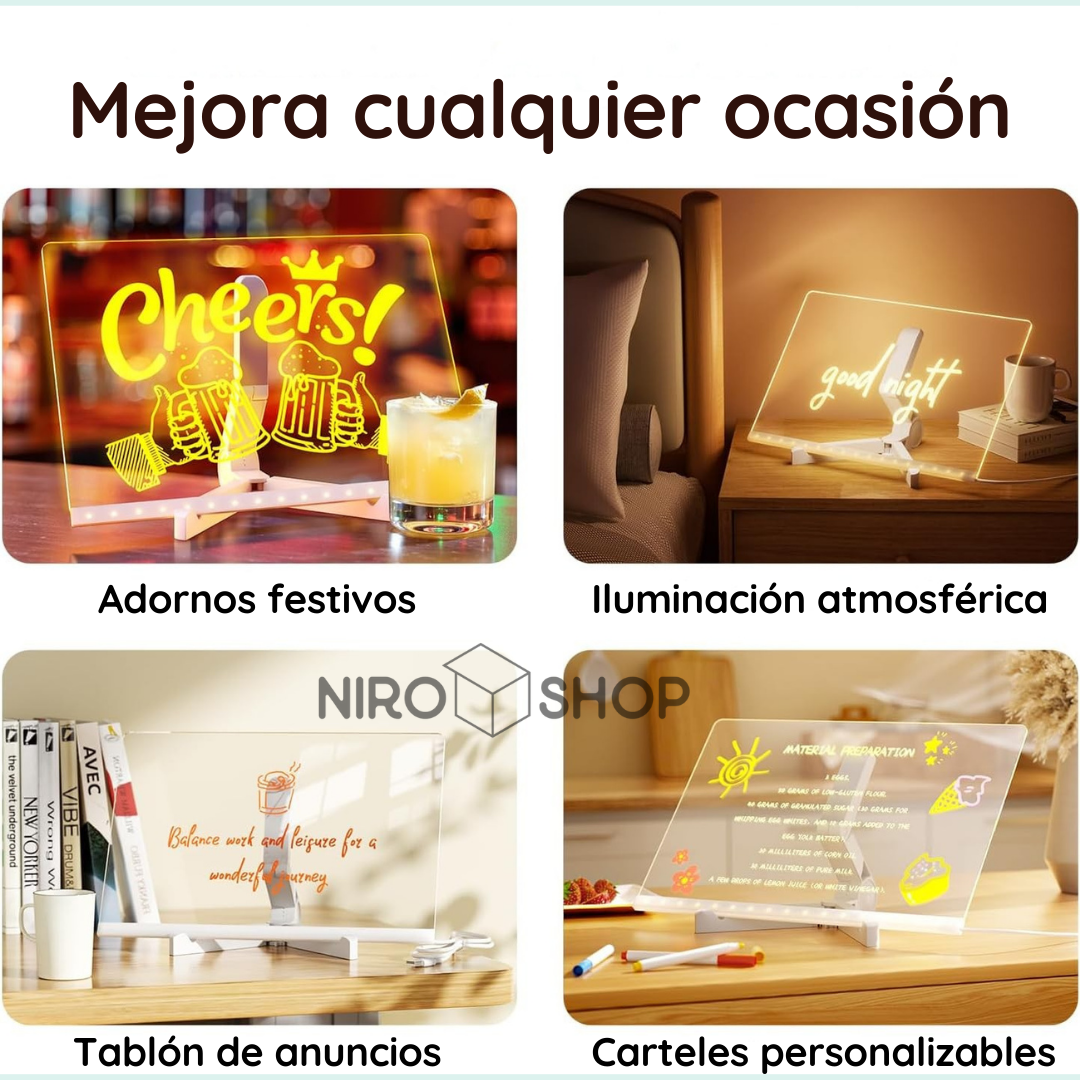 Tablero mágico LED + 7 marcadores a base de agua