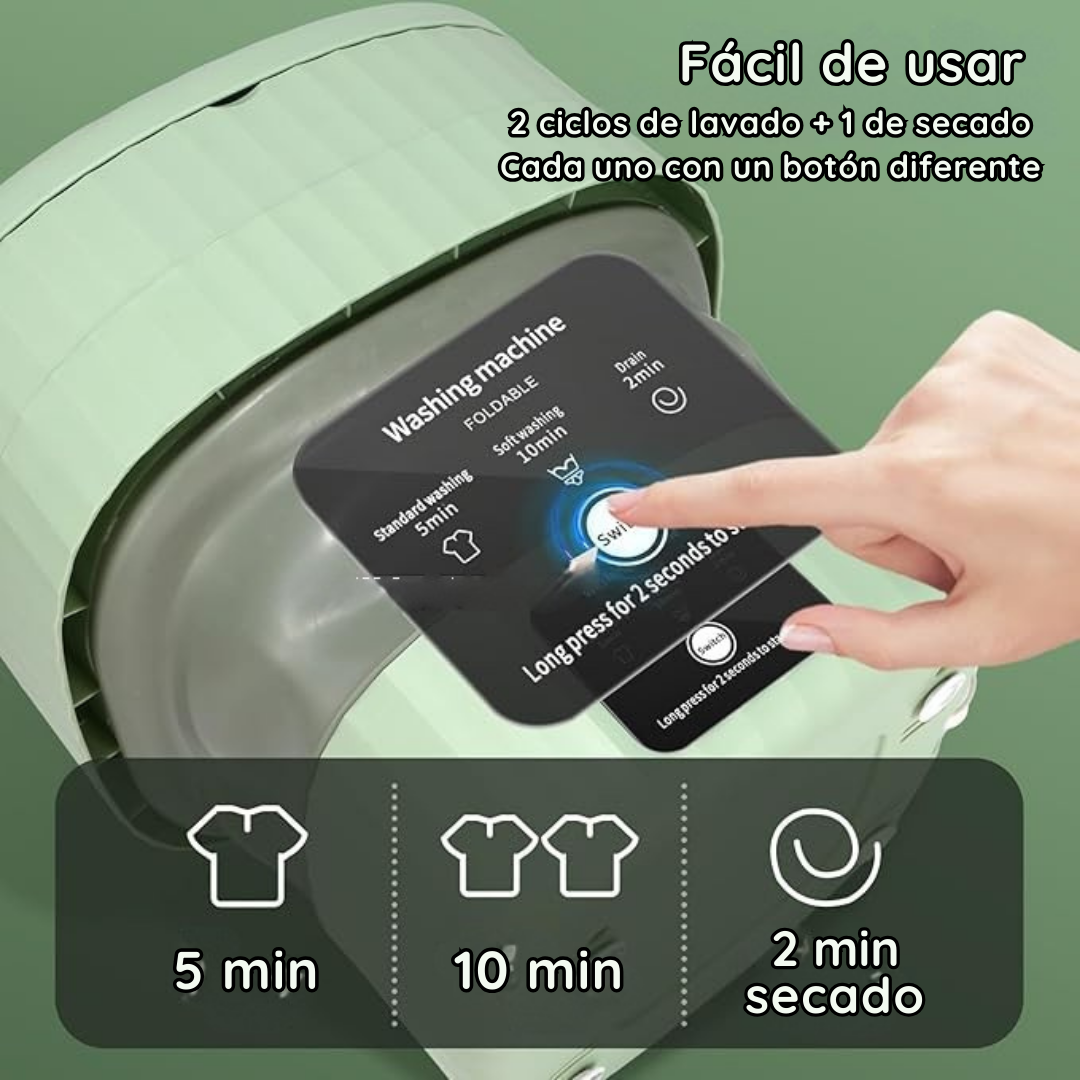 Mini lavadora portátil + USB y canasta de centrifugado