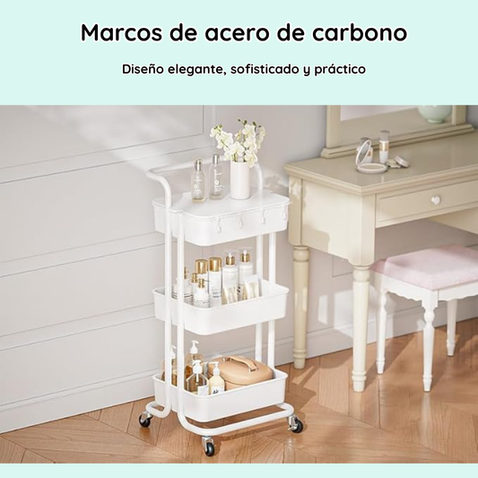 Carrito organizador acero de carbono | 3 Niveles