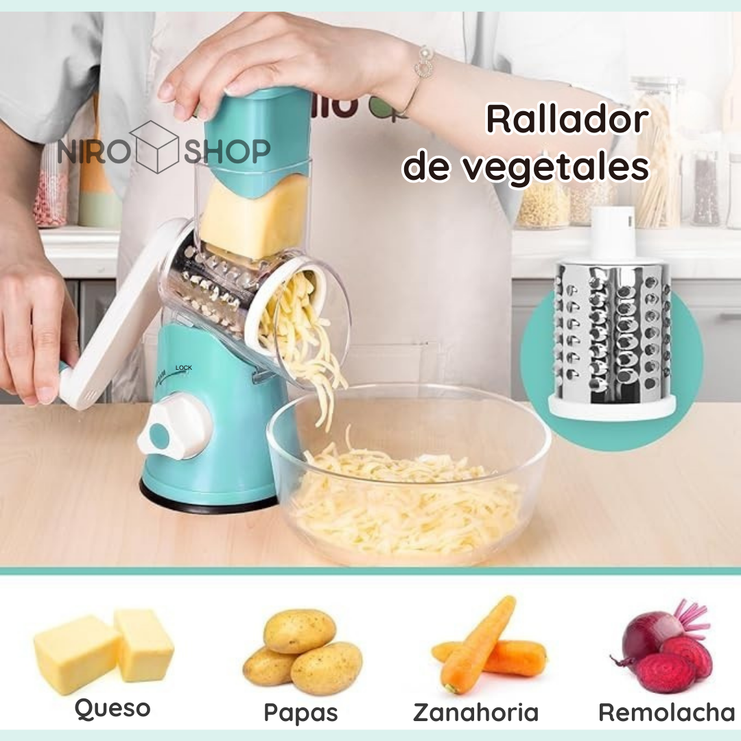 Rallador y picador de alimentos | 3 cuchillas acero inoxidable