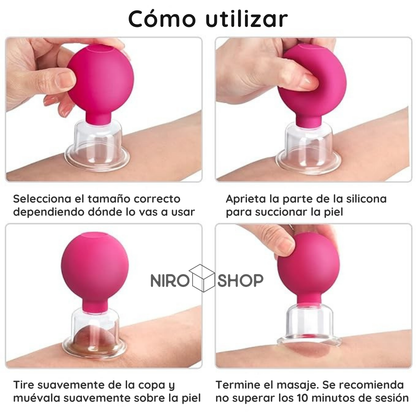 Ventosas masajeadoras facial/corporal x4