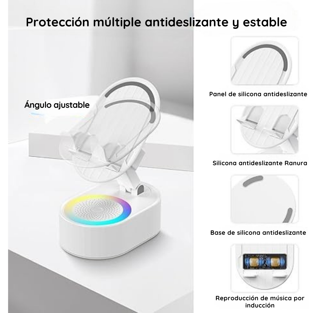 Soporte celular giratorio con altavoz