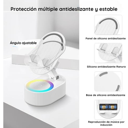 Soporte celular giratorio con altavoz