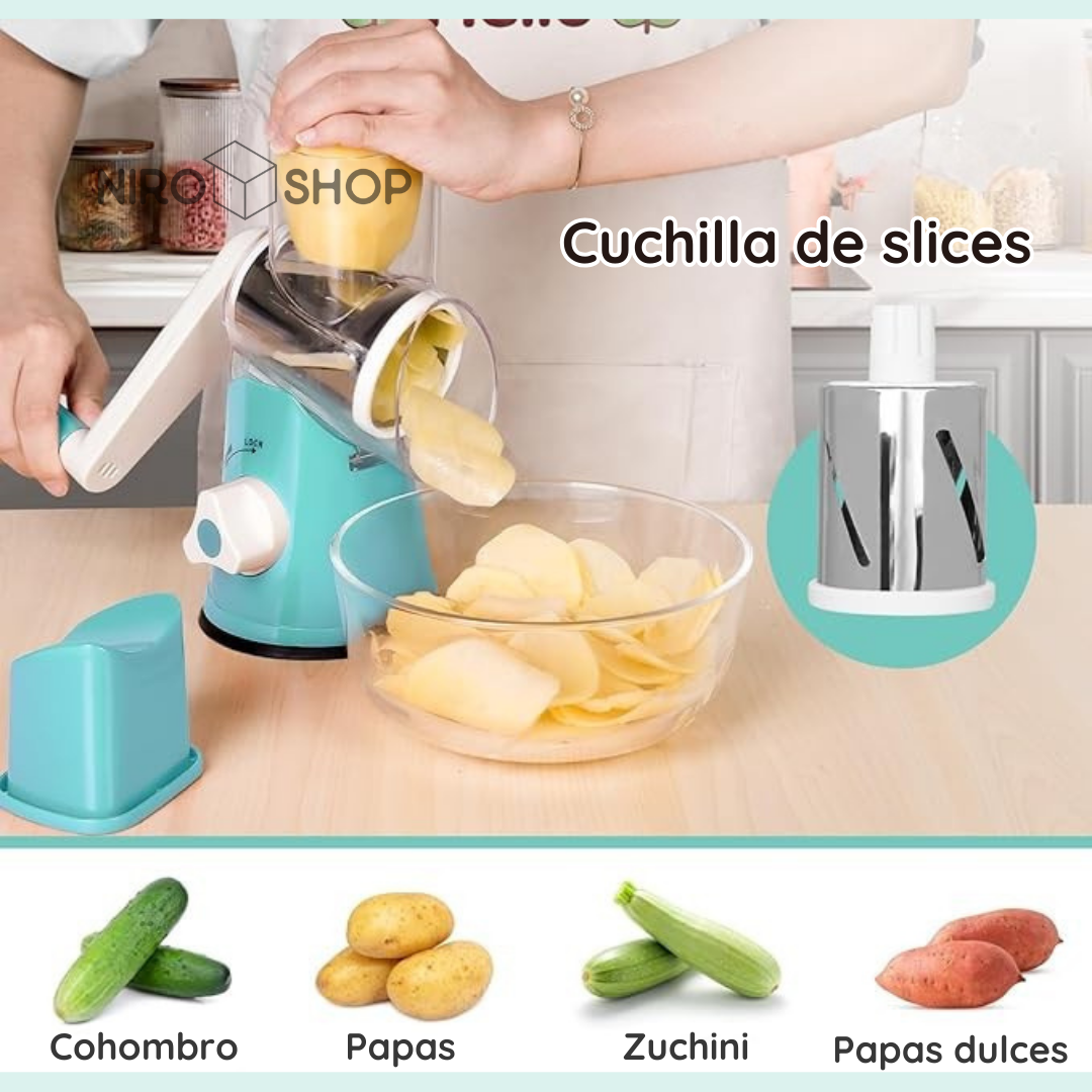 Rallador y picador de alimentos | 3 cuchillas acero inoxidable