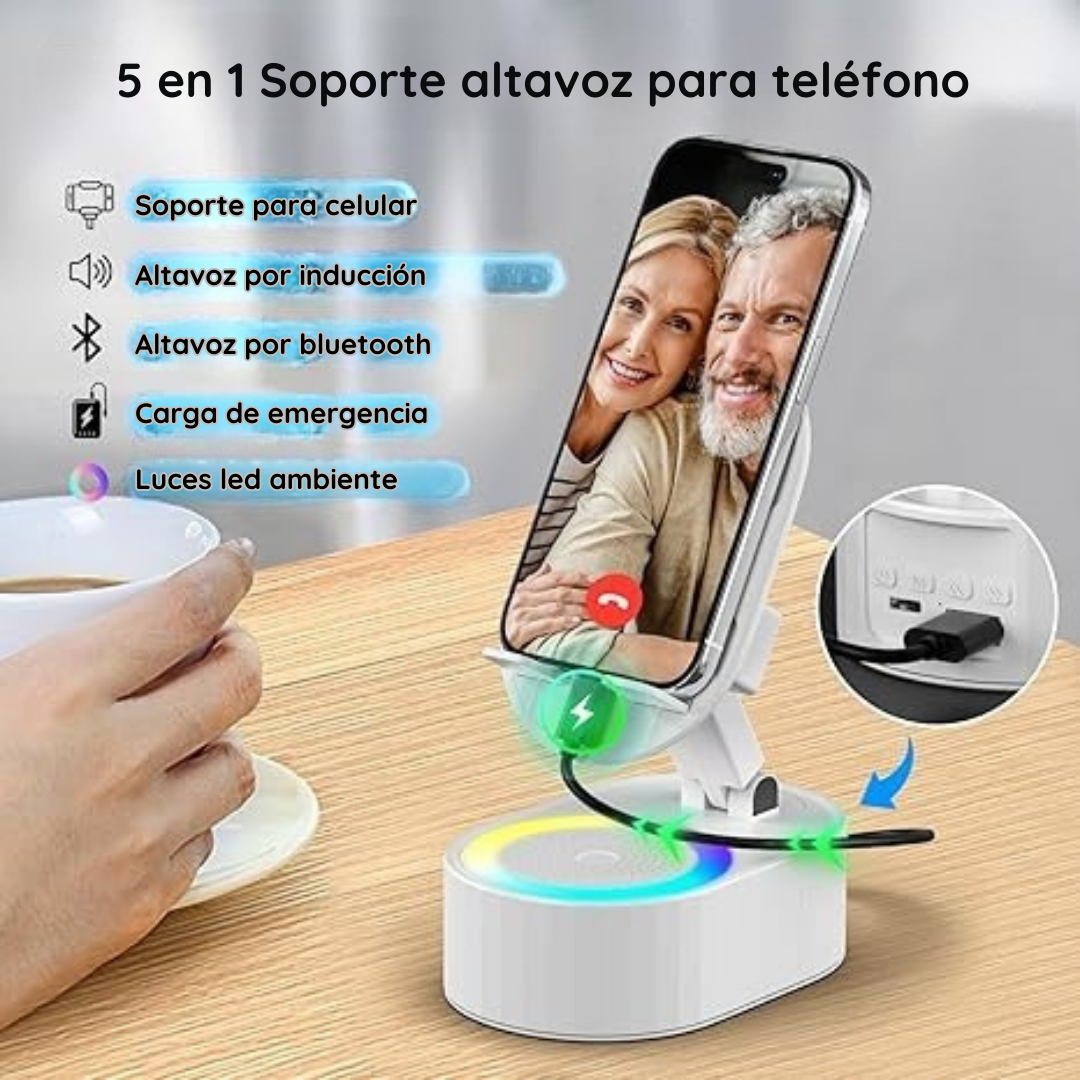 Soporte celular giratorio con altavoz