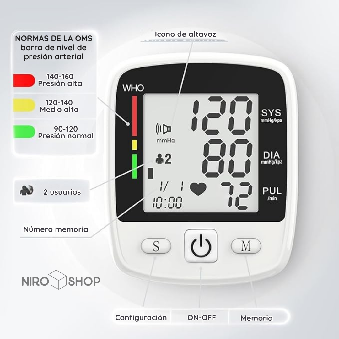 Tensiómetro digital de brazo con voz en español