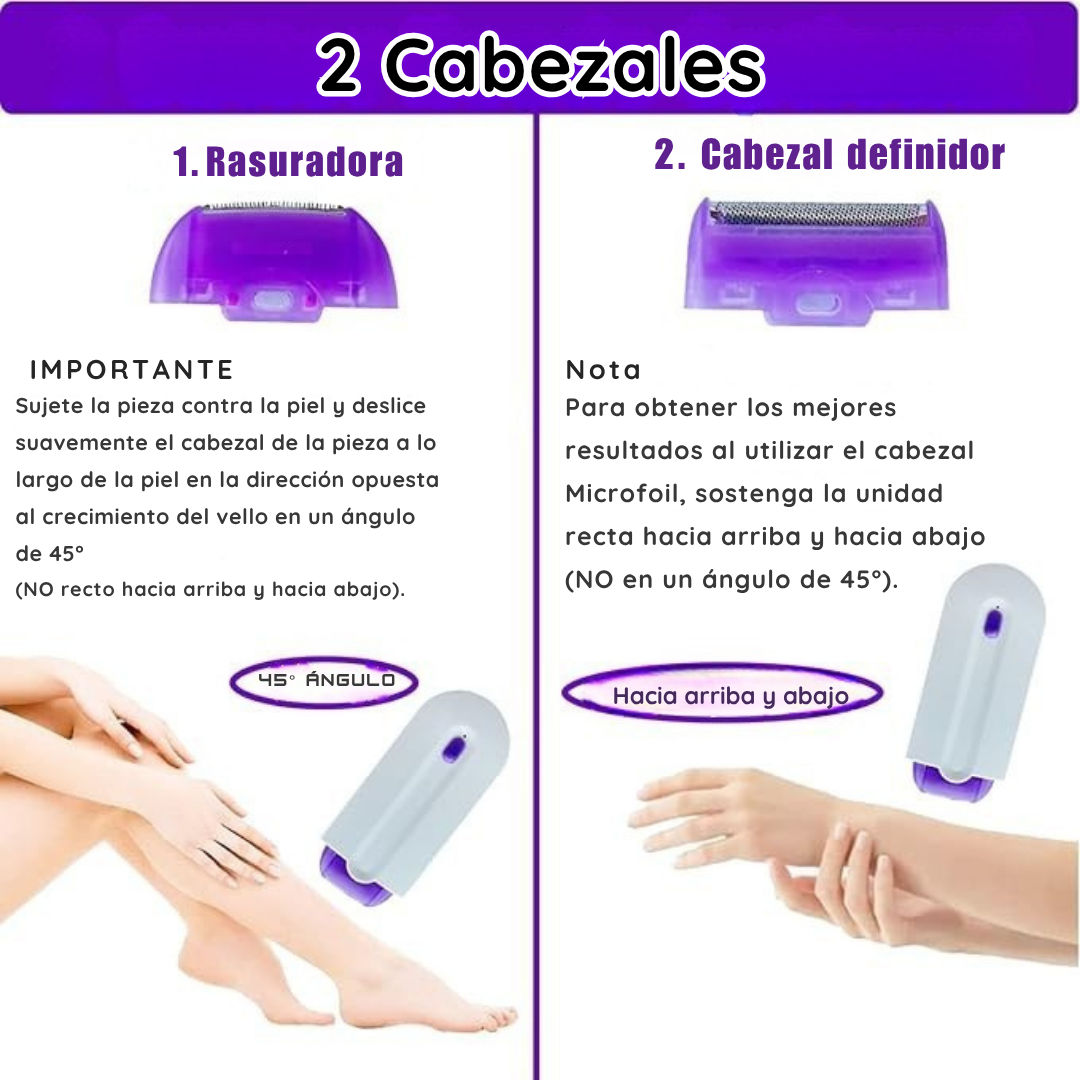 Mini depiladora con 2 cabezales