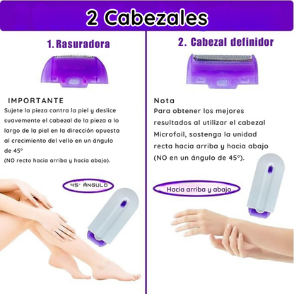 Mini depiladora con 2 cabezales