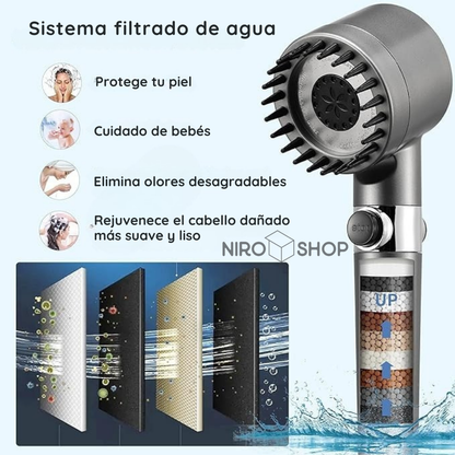 Cabezal de ducha 3 en 1 + Botón encendido