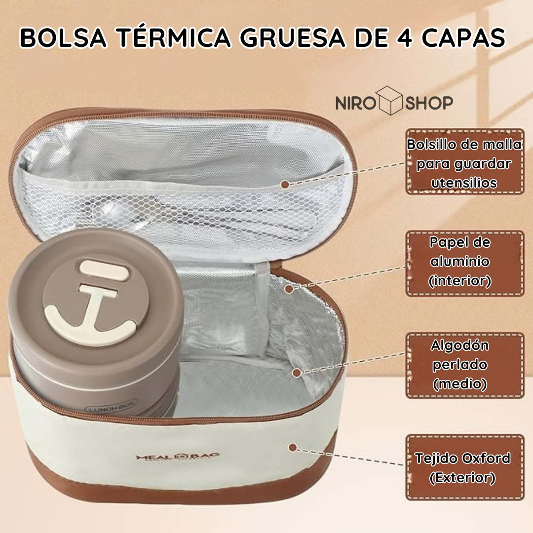 Lonchera térmica con 4 recipientes antiderrame