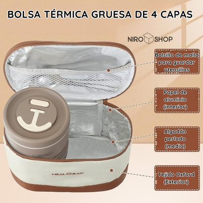 Lonchera térmica con 4 recipientes antiderrame