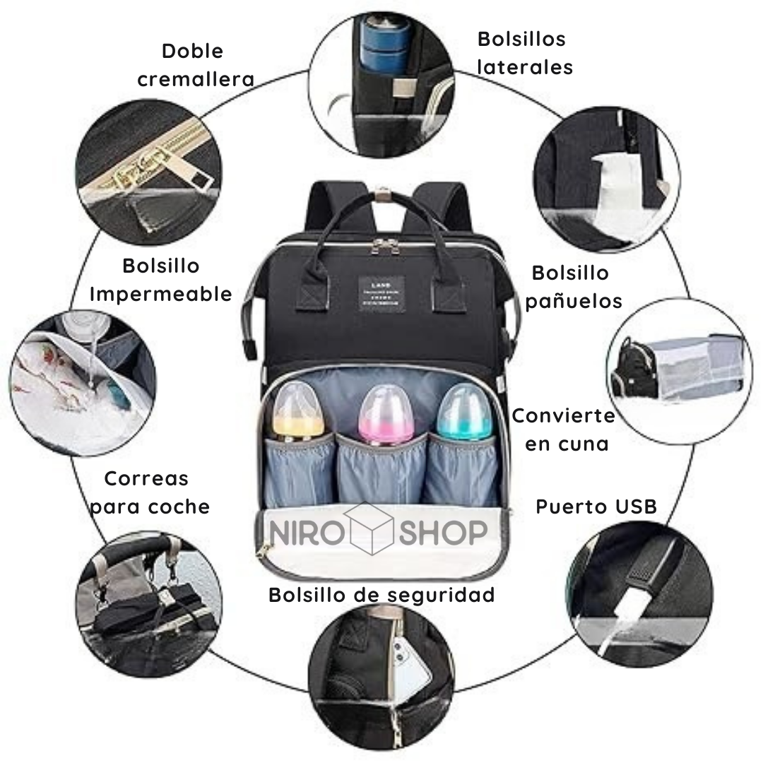 Morral pañalera con cambiador para pañales