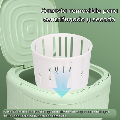 Mini lavadora portátil + USB y canasta de centrifugado