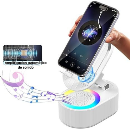 Soporte celular giratorio con altavoz