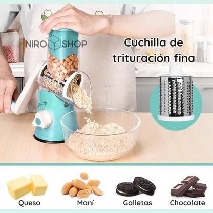 Rallador y picador de alimentos | 3 cuchillas acero inoxidable