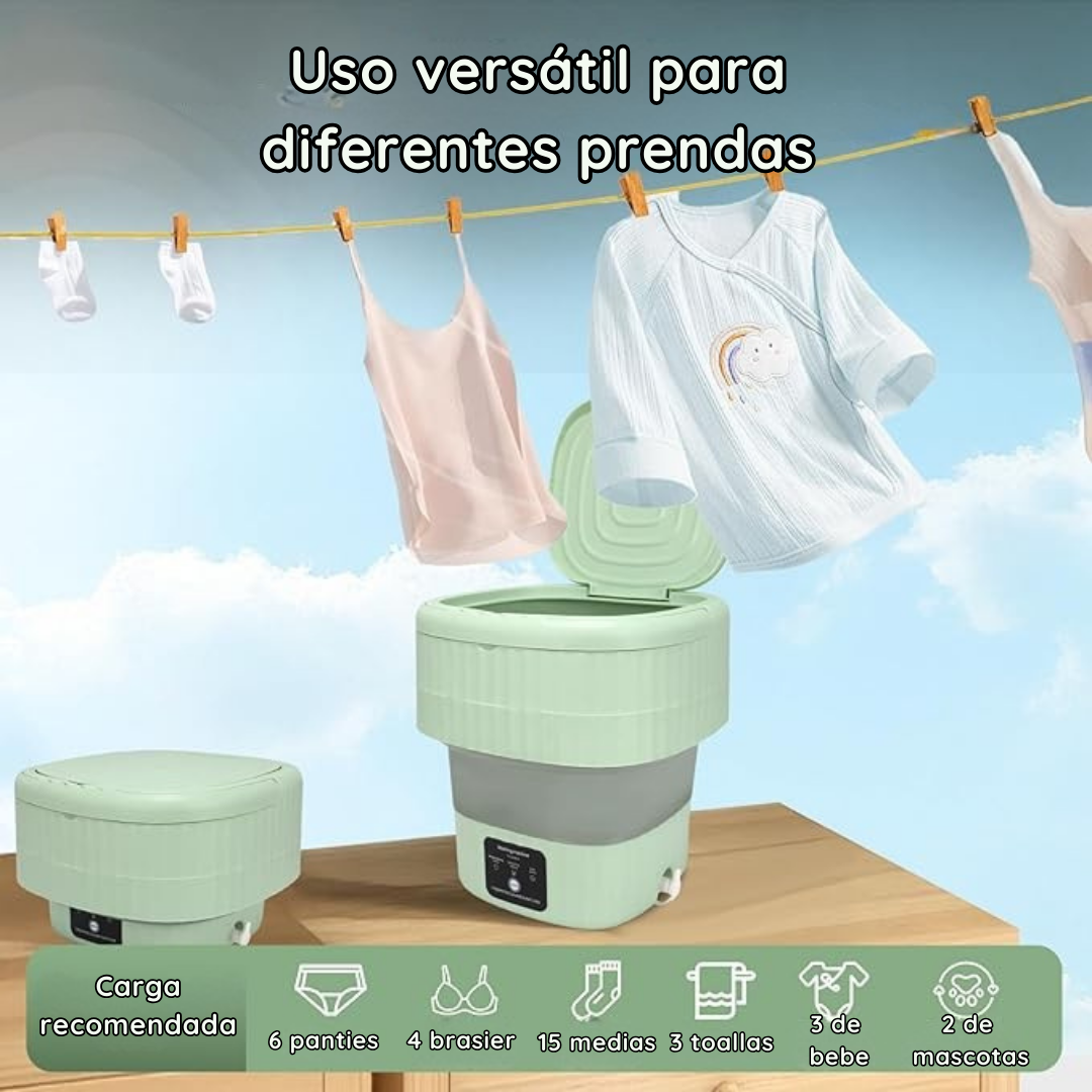 Mini lavadora portátil + USB y canasta de centrifugado
