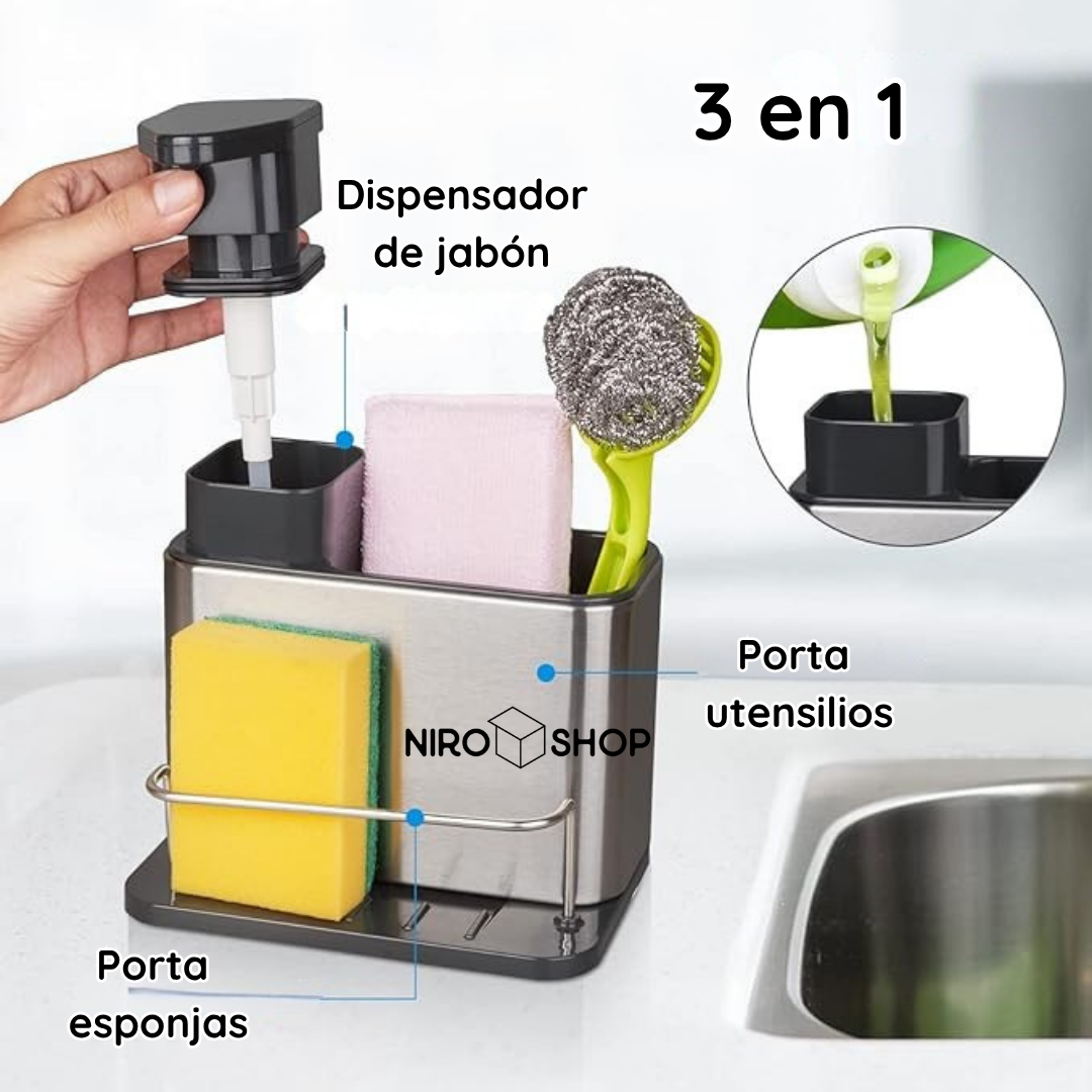 Dispensador de jabón + portautensilios