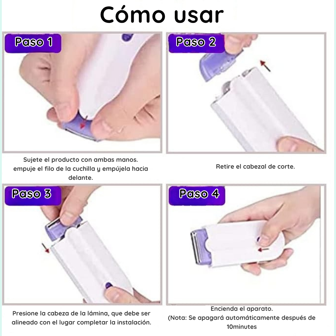 Mini depiladora con 2 cabezales