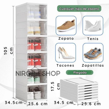Zapatero plegable en acrílico 6 niveles