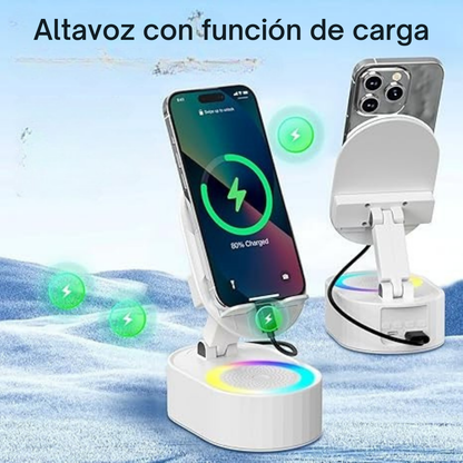 Soporte celular giratorio con altavoz