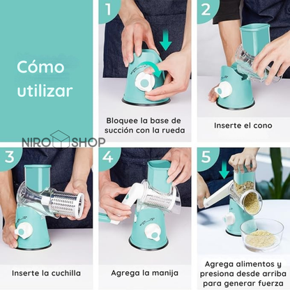 Rallador y picador de alimentos | 3 cuchillas acero inoxidable