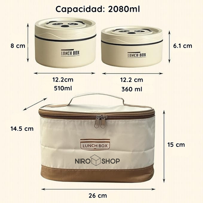 Lonchera térmica con 4 recipientes antiderrame