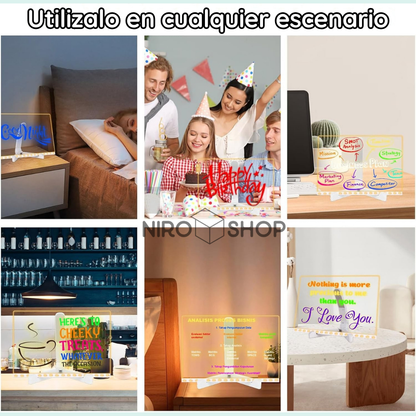 Tablero mágico LED + 7 marcadores a base de agua