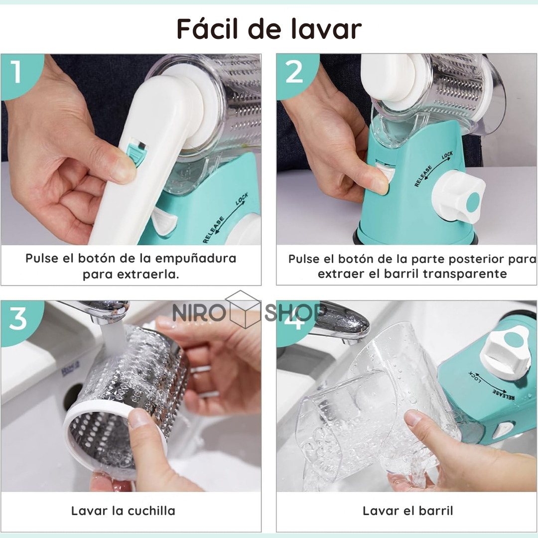 Rallador y picador de alimentos | 3 cuchillas acero inoxidable