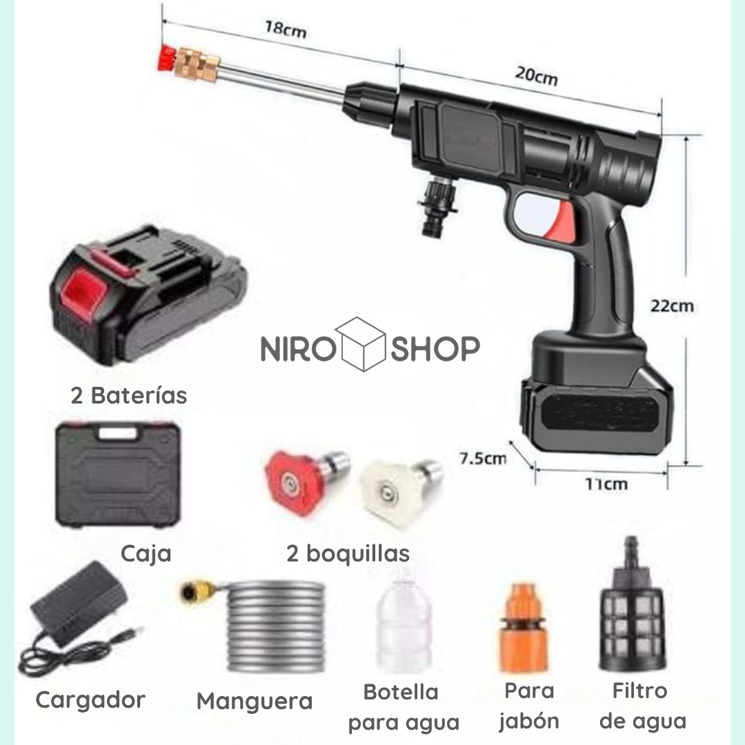 Hidrolavadora inalámbrica | 2 baterías recargables